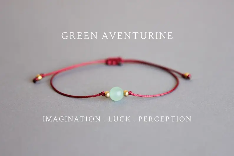 Coordinates Bracelet - สร้อยข้อมือคริสตัลอาเวนทูรีนสีเขียว Optimism Joy Good Luck Success