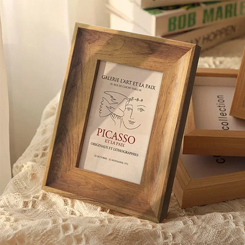 Engraved Wood Frame - กรอบรูปไม้ 5/6/7/8/10 นิ้ว A4 ขนาดไม้ภาพสําหรับครอบครัวคนรักจอแสดงผลปรับแต่งภาพเทศกาลตกแต่ง