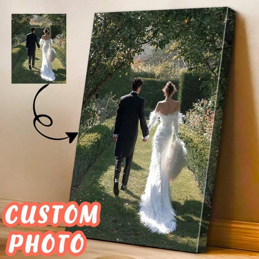 Pet Portrait Custom - กรอบรูปภาพแบบกำหนดเองพร้อมภาพพิมพ์บนผ้าแคนวาส 1 ชิ้น | ของขวัญงานศิลปะติดผนังแบบเฉพาะตัวสำหรับวันเกิด งานแต่งงาน