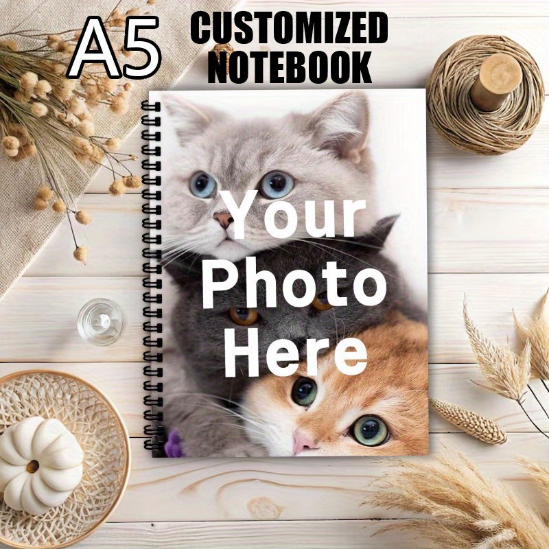 Custom Photo Book - สมุดโน้ตขนาด A5 พร้อมปกปรับแต่งได้ 1/2 รูปภาพ พร้อมชื่อและโลโก้ส่วนตัว