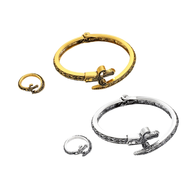 Coordinates Bracelet - ประณีตงูแรงบันดาลใจสร้อยข้อมือประสานแหวนสไตล์วินเทจเครื่องประดับทำด้วยมือสำหรับงานปาร์ตี้ 124A