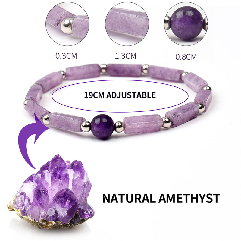 1ชิ้นสร้อยข้อมืออเมทิสต์ทำให้ร - Coordinates Bracelet บทวิจารณ์และราคา